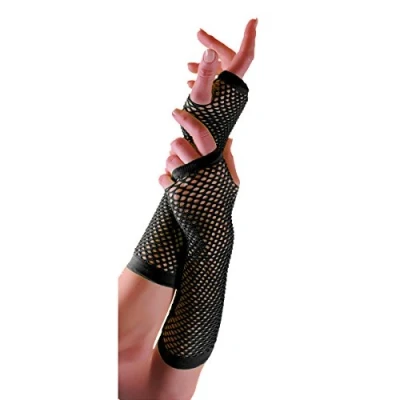 Image of Crazy Chick New Long Fishnet Gloves Assorted Colours Fingerless Gloves, Party Fancy Dress Tutu, Neon (Black)