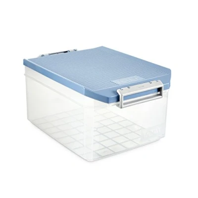 Image of TATAY Storage Box with Lid, 14L Capacity, handles, Polypropylene, BPA Free, Blue. Dimension 27 x 39 19 cm