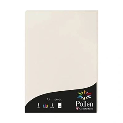 Image of Clairefontaine Ref 4268C Pollen Coloured Paper (Pack of 50 Sheets) A4 (210 x 297mm), 120gsm Paper, Inkjet &amp; Laser Printer Compatible, Acid Free Pearl Grey