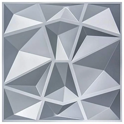 Image of Art3d 3D Paneling Textured Wall Design, Grey Diamond, 19.7&quot;x19.7&quot; for Living Room, Bathroom, Kitchen Decor (12 Pack) (Matt Grey)