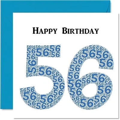 Image of Fun 56th Birthday Cards for Men Shapecloud Happy Card Dad Mum Grandad Nanny Grandma Uncle Auntie Cousin Friend, 145mm x Greeting Cards,