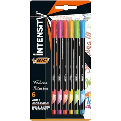Image of BIC Intensity Fine Felt Tip Pens Assorted Pastel Colours, Pack of 6
