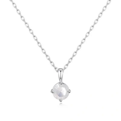 Image of Philip Jones Sterling Silver October (Opal) Birthstone Necklace Created with Zircondia® Crystals