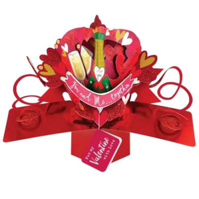 Image of For My Valentine With Love You &amp; Me Together Pop Up Card 3D Greeting Cards POP037V03