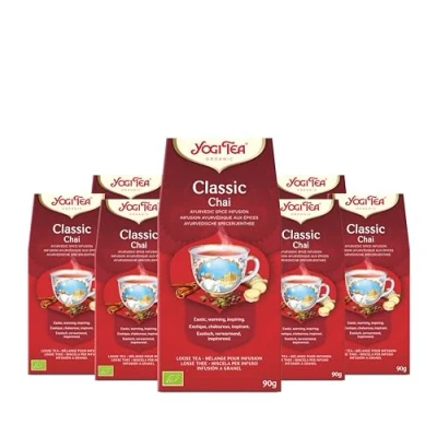Image of Yogi Tea, Classic Chai, Organic Spice and Herbal Caffeine Free, Blend of Cinnamon, Cardamom Ginger, Loose 8 Packs x 90g