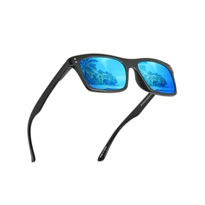 Image of JM Polarized Sunglasses for Men Women Lightweight Frame Retro Sun Glasses UV400 Protection Driving Fishing Cycling Blue