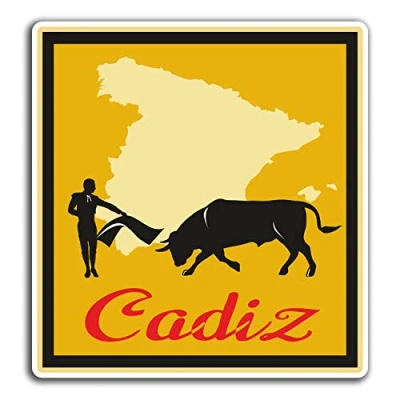 Image of 2 x 10cm Cadiz Spain Bull Vinyl Stickers Travel Sticker Laptop Luggage #23421 (10cm Wide)
