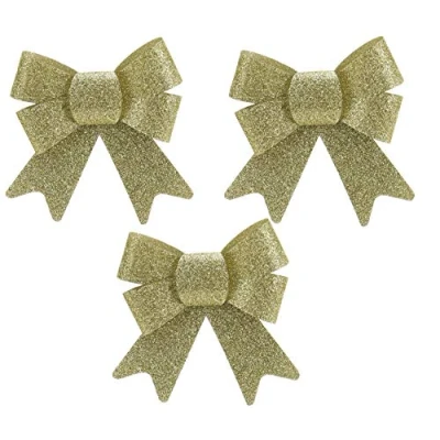 Image of Christmas Concepts® Pack Of 3 10cm Luxury Bows Accessories Tree Decorations (Gold Glitter)