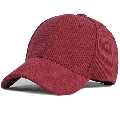 Image of XRDSS Unisex Corduroy Baseball Cap Adjustable Classic Sports Hat Outdoor Solid Caps (Burgundy)