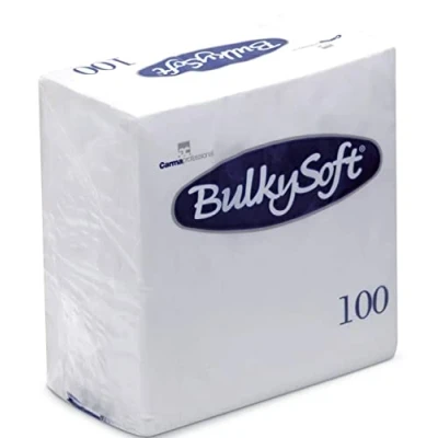 Image of 100 PCS BULKY SOFT White Paper Napkins 24CM X TISSUES Restaurant Catering 2 PLY (1)