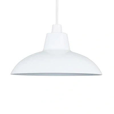 Image of MiniSun Retro Style Gloss White Metal Easy Fit Ceiling Pendant Light Shade Complete with a 10w LED Bulb [3000K Warm White]