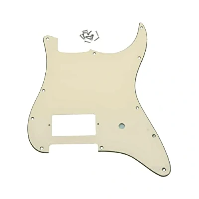 Image of Dopro 11 Hole ST Strat One Humbucker Guitar Pickguard Scratch Plate for FD Delonge Aged White 3 Ply