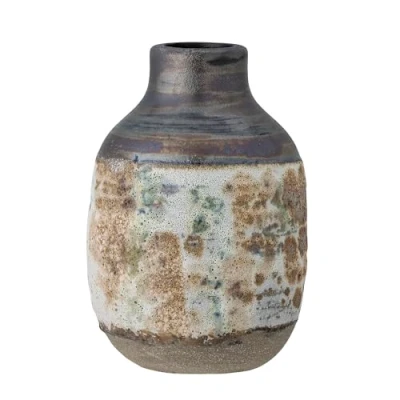 Image of Bloomingville&#039;s Crina Collection Cozy Theme, Handcrafted Brown Stoneware Vase with Unique Reactive Glaze Finish, for Rustic Home Decor, Ideal Flowers, D11xH16 cm Size, 82057653