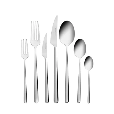 Image of Karaca Boreas 84 Piece Silver Cutlery Set for 12 People Stainless Steel Knife Fork Spoon Kitchen Silverware Knives and Forks