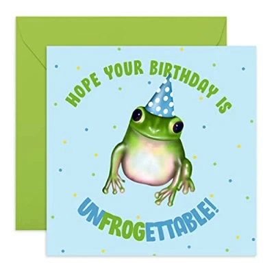 Image of Central 23 Humorous Birthday Card &#039;Unfrogettable&#039; Funny for Nephew Comes with Fun Stickers