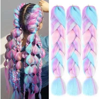 Image of FANWYFYU Ombre Braiding Hair 24inch Jumbo Braids High Temperature Fiber Synthetic Extension 3pcs/Lot 100g/pc for Twist (MD16)