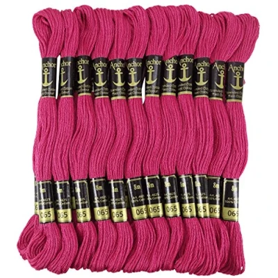 Image of ANCHOR Hand Cross Stitch Stranded Cotton Embroidery Thread Floss Pack of 25 Skeins Magenta