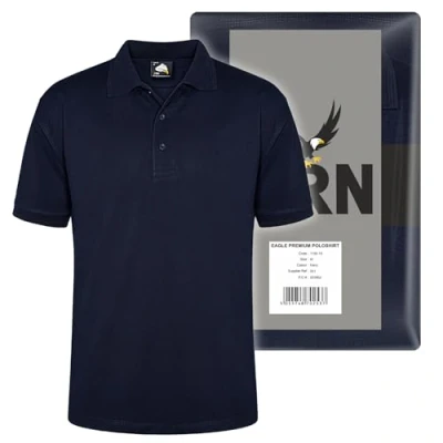 Image of ORN Polo Shirt for Men Adult Short Sleeve Workwear UK Casual Smart Tops Men, Professional Work Wear 1150 Eagle Navy Blue 3XL
