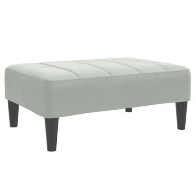 Image of vidaXL light grey velvet footstool ottoman living room footrest with plywood frame/versatile for home decor &amp; additional seating 77x55x31 cm compact footrest, soft fabric