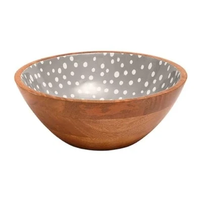 Image of Dexam Sintra Mango Wood Spotted Salad Bowl Stone