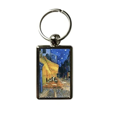 Image of Super Universe Van Gogh Cafe Terrace at Night Metal Keyring 3 x 4.5 cm