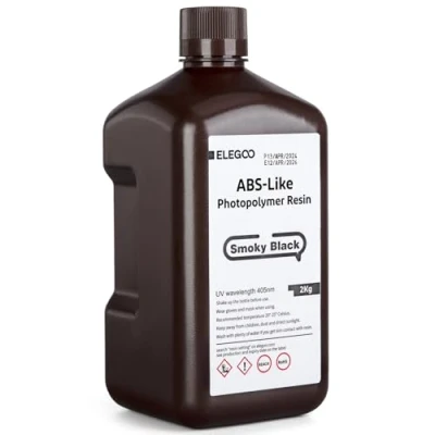 Image of ELEGOO ABS Like 3D Printer Resin 2KG Smoky Black, Less Fragile Tough 405nm Rapid UV Curing Photopolymer for LCD DLP
