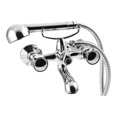 Image of Chrome Plated Bath Filler + Shower Mixer, Wall Mounted, Fittings Included
