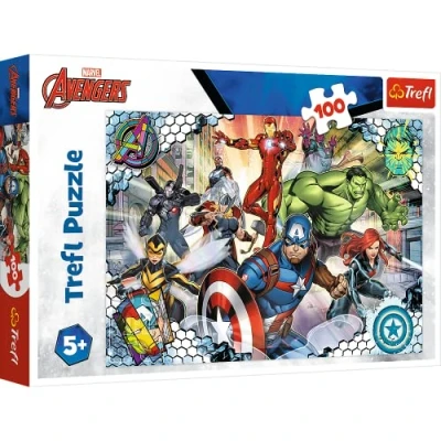 Image of Trefl 16454 100 Elemente Bunte Puzzles mit Superhelden, Disney, Kreative Unterhaltung, Spaß für Kinder ab 5 Jahren Children&#039;s, Marvel The Avengers, Famous Avengers