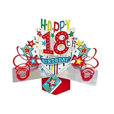 Image of Happy 18th Birthday Pop Up Greeting Card Original Second Nature 3D Cards