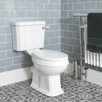 Image of Milano Richmond Traditional White Close Coupled Toilet WC Soft Seat Chrome Flush Lever