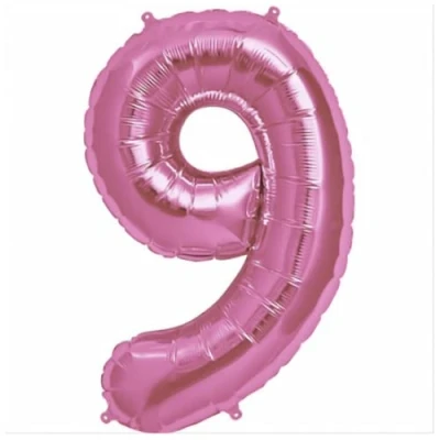 Image of Pink Number 9 Foil Balloon, 101cm