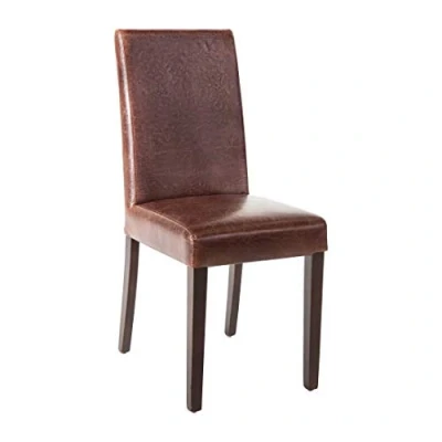 Image of Bolero Faux Leather Dining Chair Antique Brown (2 pack)
