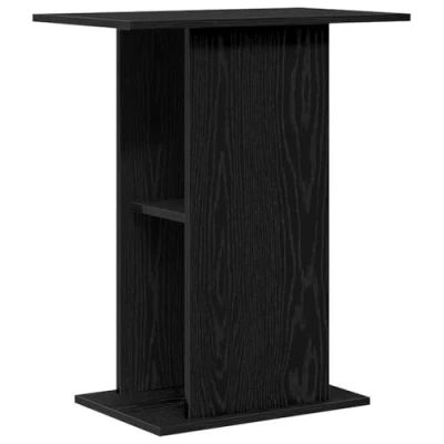 Image of vidaXL Aquarium Stand Black Oak Fish Tank with Storage Engineered Wood 60.5x36x72.5 cm Home/Office Use