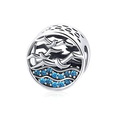 Image of Sea Gull Charm 925 Sterling Silver Cat Dog Camel Rabbit Dolphin Butterfly for Pandora Bracelet (Sea Gull)