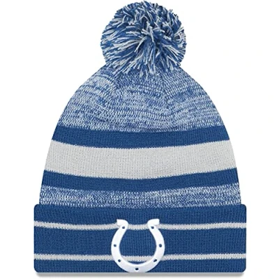 Image of New Era Unisex Adult NFL Official Sport Knit Classic Cuffed Pom Beanie Hat, Blue, One size