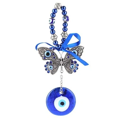 Image of Blue Evil Eye, Turkish Eye Hamsa Amulet Wall Hanging Ornament Blessing Good Luck for Home and Office Car Housewarming Gift (#1)