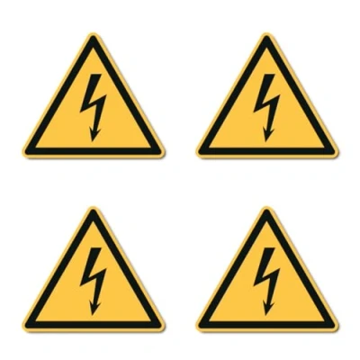 Image of Electrical Voltage Warning W012 DIN EN ISO 7010 / ASR A1.3 Sticker: 7.5 cm Pack of 4