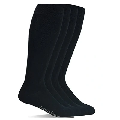 Image of Yomandamor 4 Pairs Men&#039;s Bamboo Boot Dress black Socks with Extra Wide Top,Size 6 11