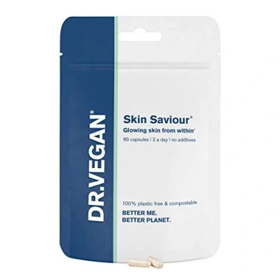 Image of DR.VEGAN Skin Saviour Supplement, Fuels Collagen for Women and Men, Glowing Support with Hyaluronic Acid, Acidophilus, Inulin, Vitamin C, 60 Supplements