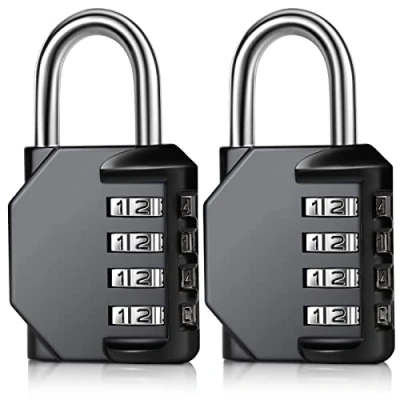 Image of Padlock Combination 4 Digit Resettable Code Lock Outdoor Weatherproof Locker Locks for Gym School Gate Shed Fence Cabinet Toolbox, 2 Pack
