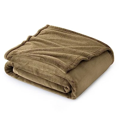 Image of Bedsure Fleece Blanket Sofa Throw Versatile Fluffy Soft for Bed and Couch Twin/Double, Camel, 150x200cm