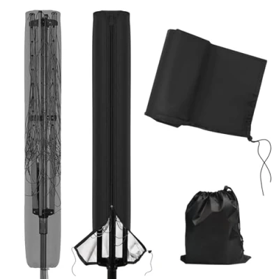 Image of Newthinking Rotary Washing Line Cover, 420D Heavy Duty Waterproof Cover with Zips for Dryer Line, 168x16x16cm