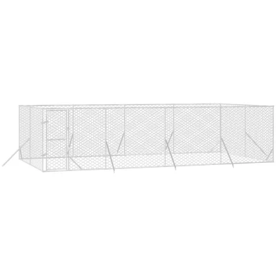 Image of vidaXL Outdoor Dog Kennel Silver 8x4x2 m Galvanised Steel