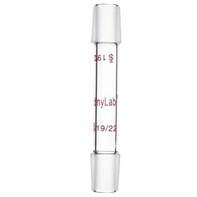 Image of stonylab Glass 19/22 Straight Laboratory Adapter, Borosilicate 70 mm Between Two Ground Inner Standard Taper Joints for Lab Supply