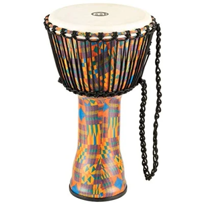 Image of Meinl Percussion Rope Travel Djembe Medium Sized Handdrum With Goat Head Diameter 10 Inches Plastic, Multicoloured (PADJ2 M G)