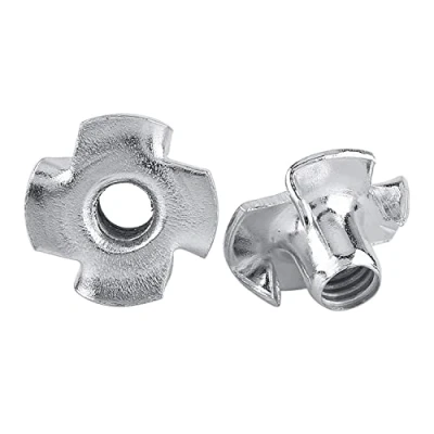 Image of Zinc Plated Carbon Steel T Nut, Nut Set, Four Pronged Tee Nuts, for Woodworking Furniture, Bolt Sets(M8x30)