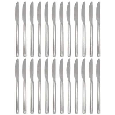 Image of Argon Tableware Tondo Stainless Steel Dinner Knives 22cm Pack of 24 Silver Dining High Polished Flatware Metal Butter Knife Dishwasher Safe Piece Table Cutlery Set