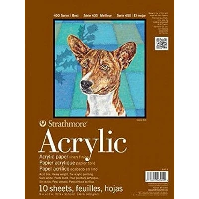 Image of Strathmore STR 430 12 10 Sheet 400 Series Acrylic Paper Pad, by 18&quot;, White