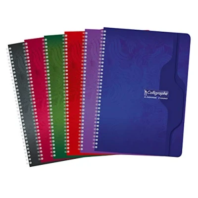 Image of Clairefontaine Ref 2417C Calligraphe Wirebound Notebooks (90 Sheets) A4 (210 x 297mm), Squared Ruling, 70gsm Superfine Vellum Paper Random Colour Provided