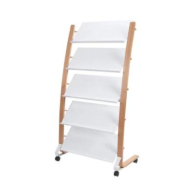 Image of Alba Mobile 5 x 3 Compartments A4 Literature Display Wood/White